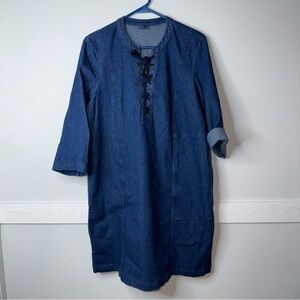 J. Jill Indigo Denim Lace-Up Midi Dress